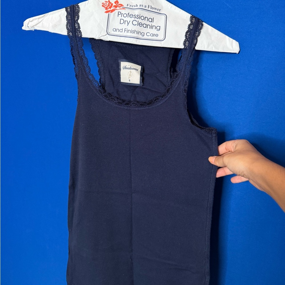 Stradivarius Dark Blue Lace Tank Top